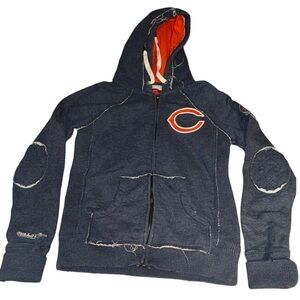 Mitchell & Ness Throwbacks NFL Chicago Bears distressed zip up hoodie sweatshirt